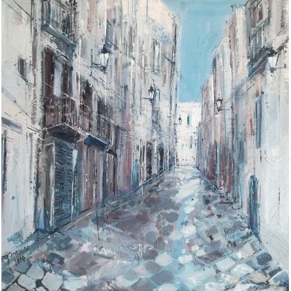 Niebieska ulica, Jolanta Adamiec, obrazy olejne