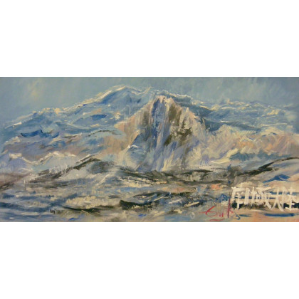 Antarktyda, góry, pejzaż, 60x120, 2018, Eryk Maler, obrazy olejne