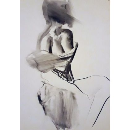 woman 50x70, Galeria Wanda Willam, rysunek węglem