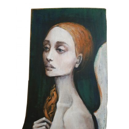 Jola Karczewska-Mełnicka  - olej + akryl - Anioł Verdino na drewnie 83 cm / 29 cm foto #3