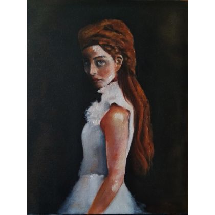 Małgorzata Gazduła - obrazy olejne - Obraz olejny portret W bieli foto #2