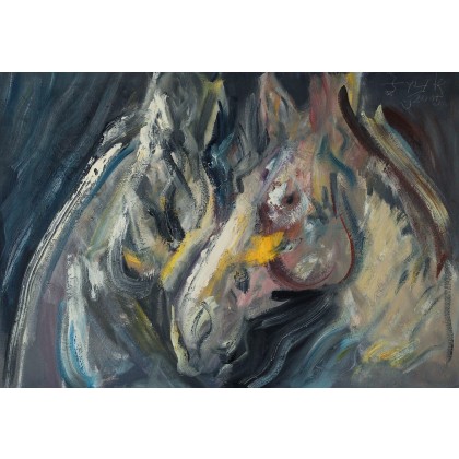 Dwa Konie, 70x100, 2015, Eryk Maler, obrazy olejne
