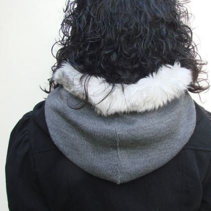 halo-pracownia - czapki - golfokaptur z futerkiem popiel foto #1