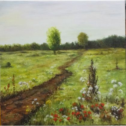 Krajobrazy polskie - Gdzieś na równini, Maria Sularz, obrazy olejne