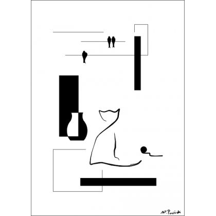 zamyślenie kota, Waldemar Pasiński, Grafika cyfrowa