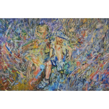 Dzieci,120x80, Eryk Maler, obrazy olejne