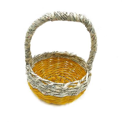 Wyplatanki - upcycling design - Żółty koszyk wielkanocny foto #1