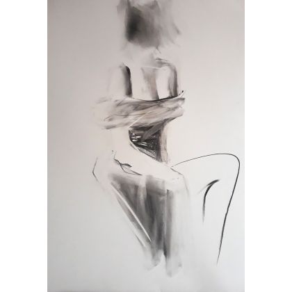 woman 100x70cm, Alina Louka, rysunek węglem