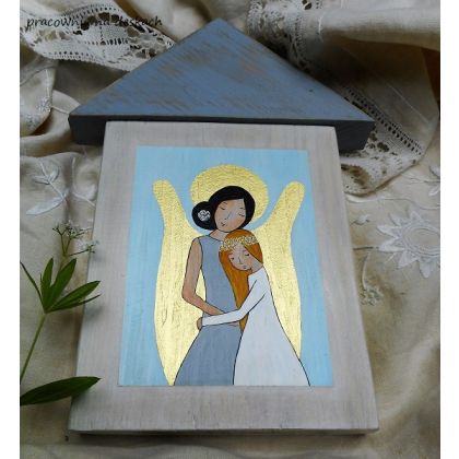 pracownia na deskach - anioły i aniołki - Obrazek na pamiątkę Pierwszej Komunii foto #1