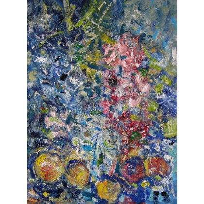 Kwiaty i cebule, 60x80 cm, 2019, Eryk Maler, obrazy olejne