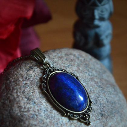 Jolanta Krawiec - wisiory - Lapis Lazuli Medalion vintage foto #1