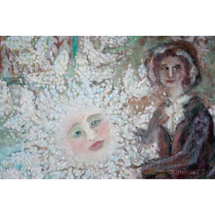 Elżbieta Goszczycka - obrazy olejne - Spokojny obraz - Chłopiec ze śnieżynką foto #1