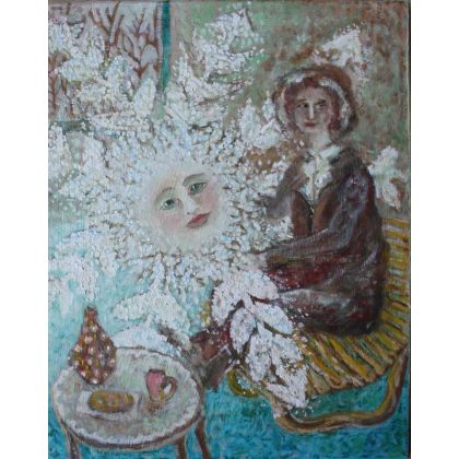 Elżbieta Goszczycka - obrazy olejne - Spokojny obraz - Chłopiec ze śnieżynką foto #2