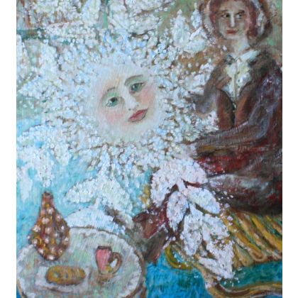 Elżbieta Goszczycka - obrazy olejne - Spokojny obraz - Chłopiec ze śnieżynką foto #3