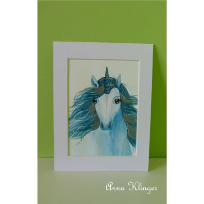 Anna Klinger - obrazy akwarela - Jednorożec Blue foto #2