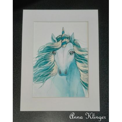 Anna Klinger - obrazy akwarela - Jednorożec Blue foto #3