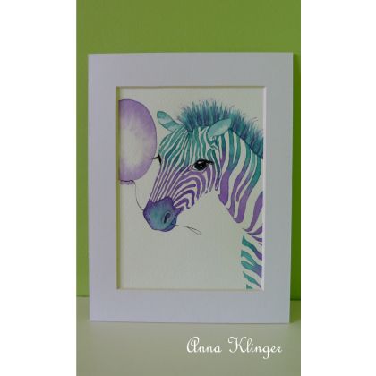 Anna Klinger - obrazy akwarela - Zebra Minty foto #2