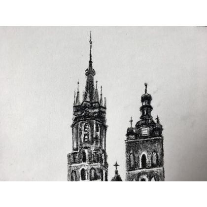 Monika Palichleb - rysunek węglem - Kościół Mariacki, A4 foto #1