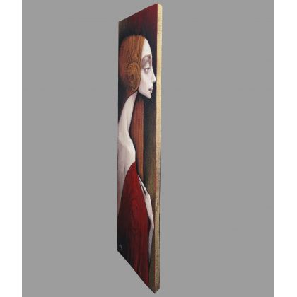 Jola Karczewska-Mełnicka  - olej + akryl - Anioł Pallido drewno 101 cm / 28 cm foto #2