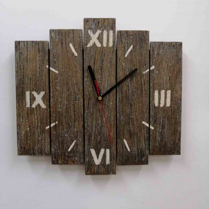 Zegar ścienny drewniany z desek, Handmade by Marzena, zegary