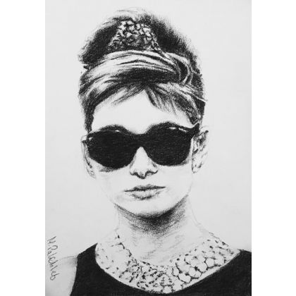 Audrey Hepburn, A4, Monika Palichleb, rysunek węglem