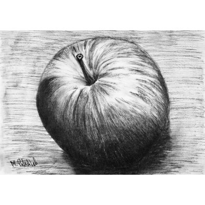 Jabłko, A4, Monika Palichleb, rysunek węglem