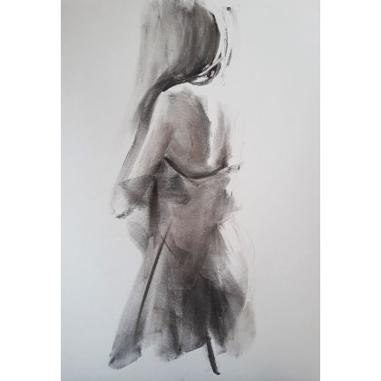 woman 50x70, Alina Louka, rysunek węglem
