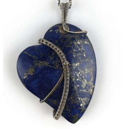 Duży srebrny wisiorek z lapis lazuli, Agnaart, wisiory