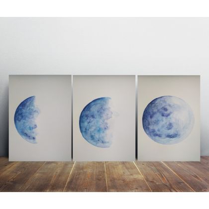 Księżyc, Paulina Lebida, obrazy akwarela
