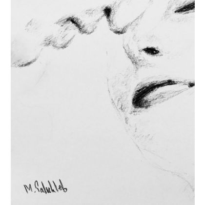 Monika Palichleb - rysunek węglem - About to kiss 2, A4 foto #1