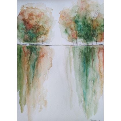 Drzewa, Paulina Lebida, obrazy akwarela