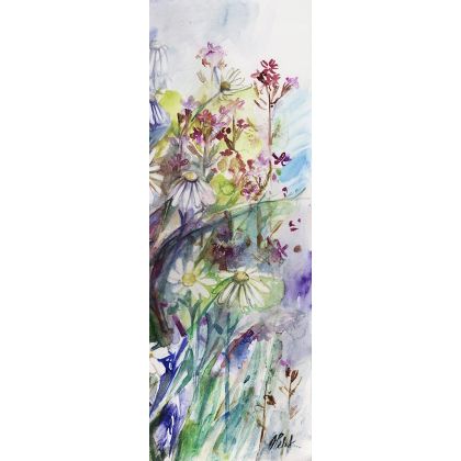Akwarela kwiaty polne 10x30 cm, Anna Witkowska , obrazy akwarela