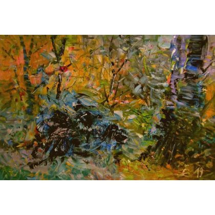 Las w brązach, 80x120, 2019, Eryk Maler, obrazy olejne
