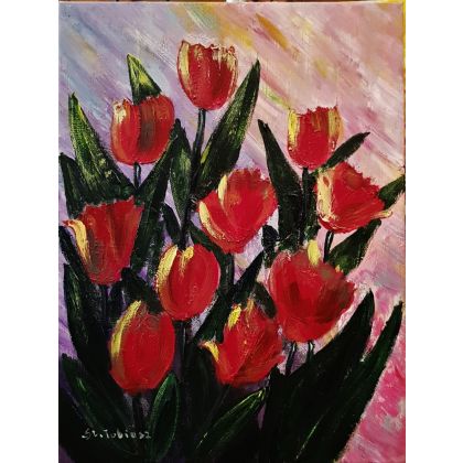 tulipany, Stanisław Tobiasz, obrazy akryl