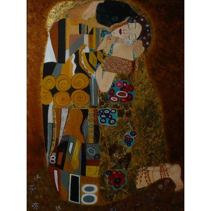 Pocałunek wg.Klimta, Barbara Sikorski, obrazy olejne