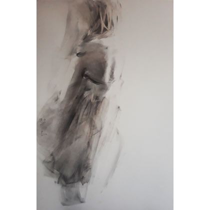 Alina Louka - rysunek węglem - woman 100x70cm foto #1