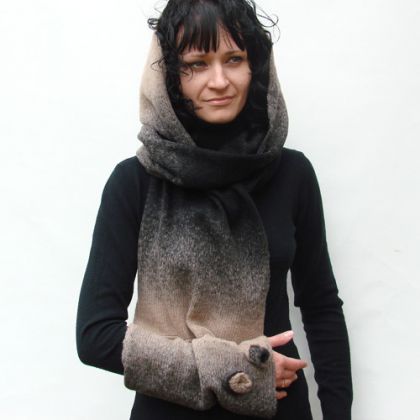 szalokaptur beżowo-czarny, halo-pracownia, czapki