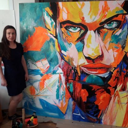 Emilia Czupryńska - olej + akryl - Duży obraz - mężczyzna 100x100cm foto #1