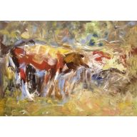 Krowy na pastwisku, 100x70 cm, 2015