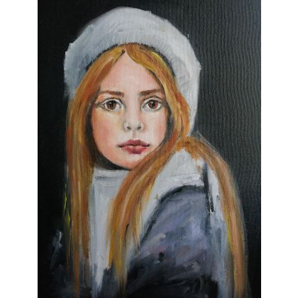 Portret W czapce, Małgorzata Gazduła, obrazy olejne