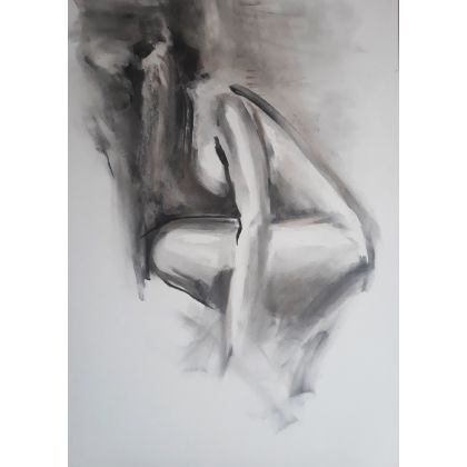 woman 100x70cm, Alina Louka, rysunek węglem