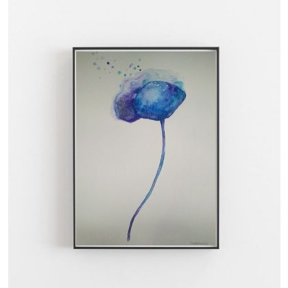 Paulina Lebida - obrazy akryl - Niebieski kwiatek- obraz akwarela foto #1