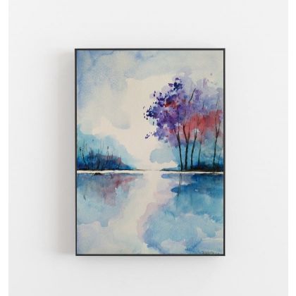Paulina Lebida - obrazy akryl - Pejzaż z fioletowymi drzewami foto #1