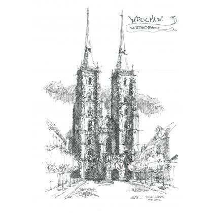 Katedra Wrocławska - Ostrów Tumski, Jacek Gmerek, rysunki tech.mieszana