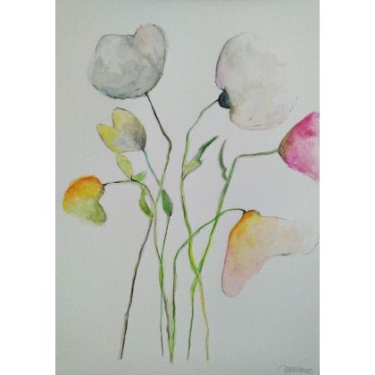 Kwiaty -abstrakcja -obraz  akwarela, Paulina Lebida, obrazy akwarela