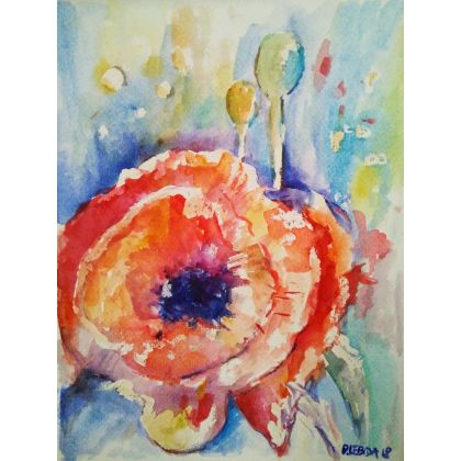 Paulina Lebida - obrazy akwarela - Kwiaty- cztery akwarele foto #2