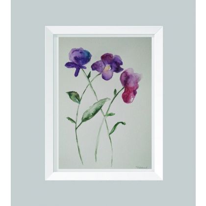 Paulina Lebida - obrazy akwarela - Fioletowe kwiaty -akwarela foto #1