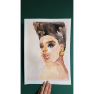 Portret kobiety, akwarela na papierze,