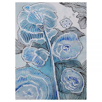 Niebieskie kwiaty - akwarela oryginał, Daria Górkiewicz, obrazy akwarela