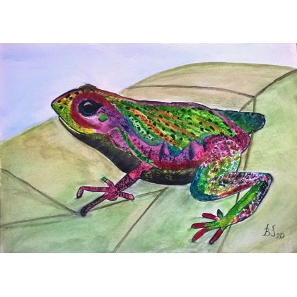 Abstrakcyjna żabka., Bogumiła Szufnara, obrazy akwarela